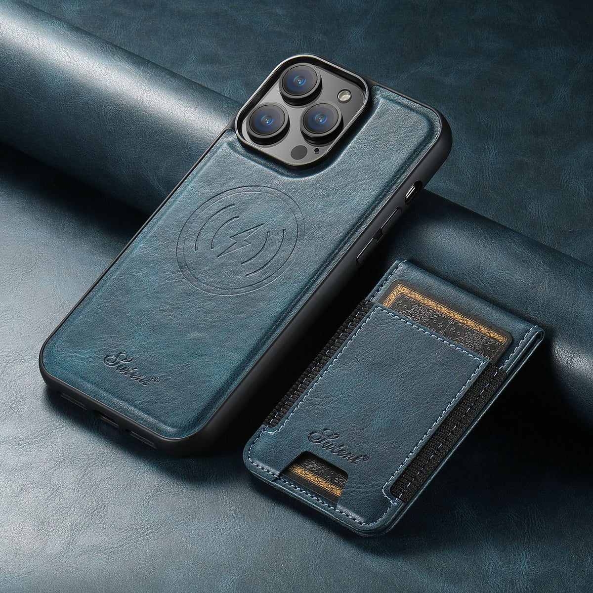 Leather MagSafe Phone Case with Magnetic Card Holder | Fits 13 iPhone Models up to 15 Pro Max | Stand Function, 4 Colors