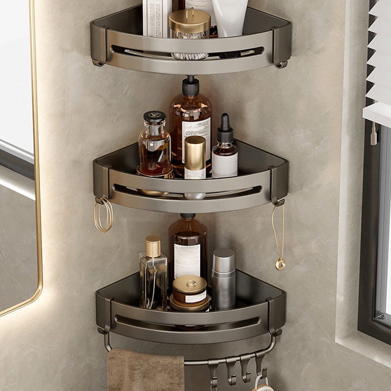 Aluminum Shelves for Bathroom Wall in Gray | Square or Corner Shapes, Some with a Towel Rail | Sold Singly or in Sets of Two and Three