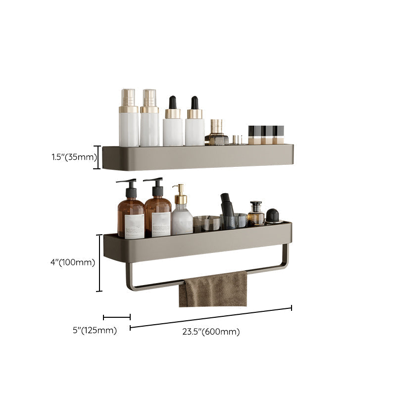 Aluminum Shelves for Bathroom Wall in Gray | Square or Corner Shapes, Some with a Towel Rail | Sold Singly or in Sets of Two and Three