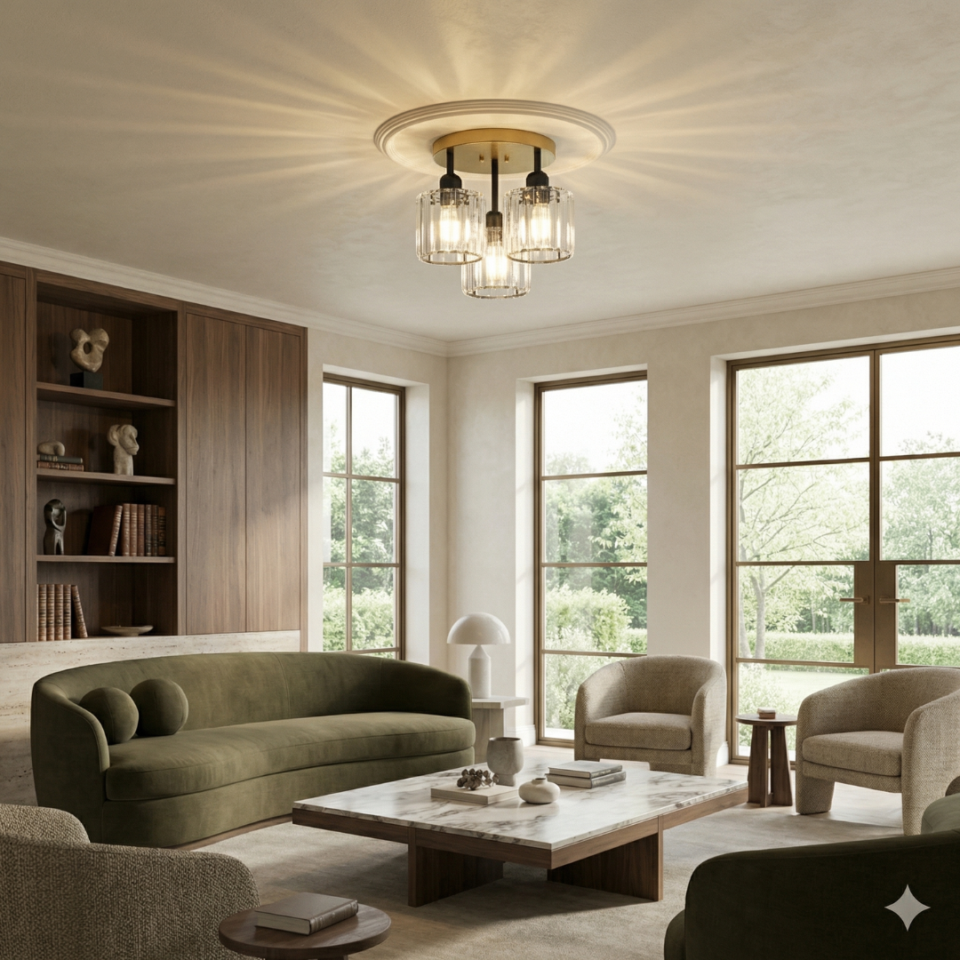Crystal Ceiling Light Semi Flush Mount