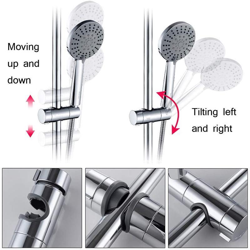 Shower Head Holder for Slide Bars from 0.71 to 0.98 in | Rotates a Full 360 Degrees | Chrome Plated ABS Bracket