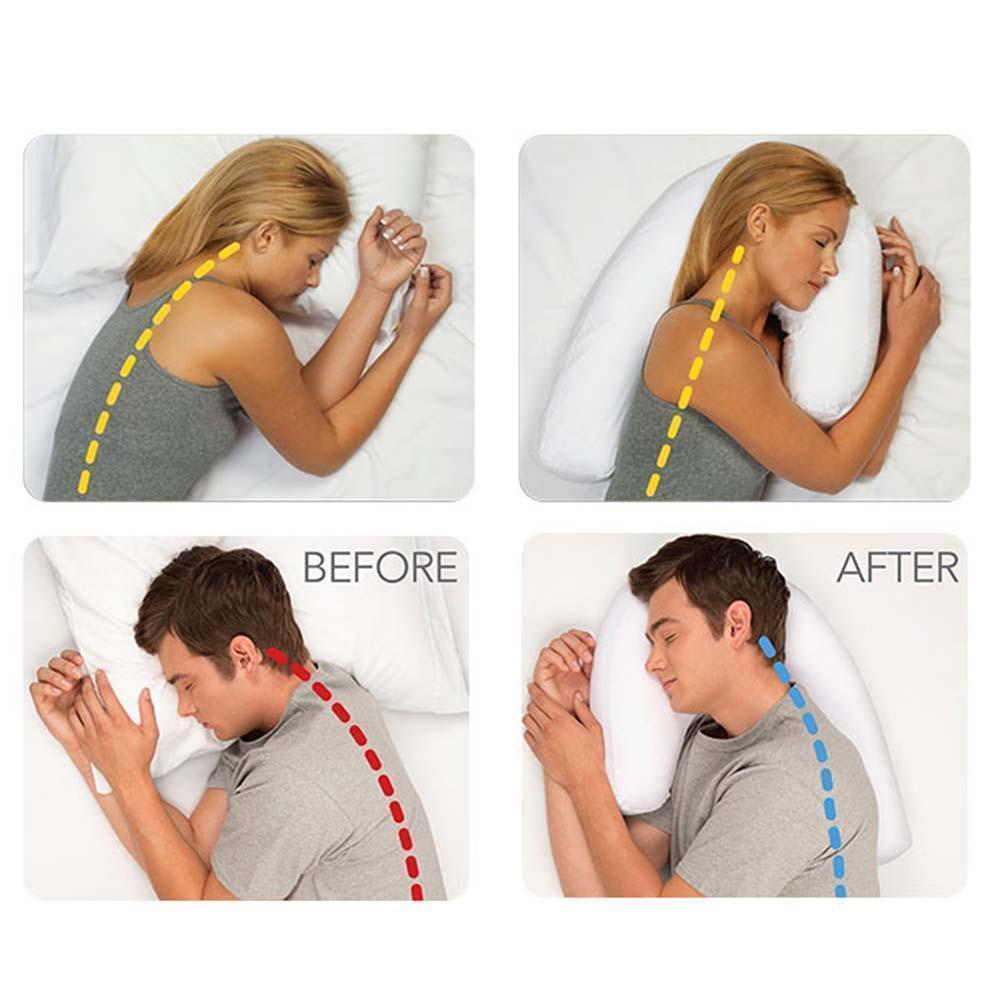 Side Sleeper Neck Support Pillow with Ear Recess | Contoured Shape, Polyester Fiber Fill | One, Two or an Extra Cover