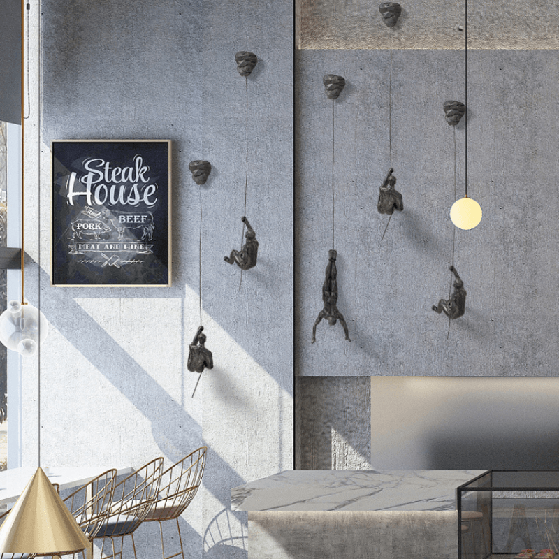 Climbing Man Wall Sculpture Set