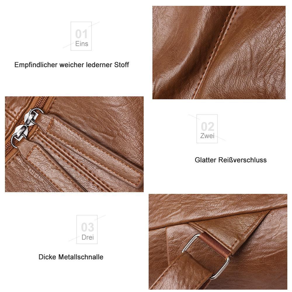 Leather Travel Backpack with Large Capacity | Room for a Tablet, Phone and Long Wallet | Black or Khaki, 30 cm Tall