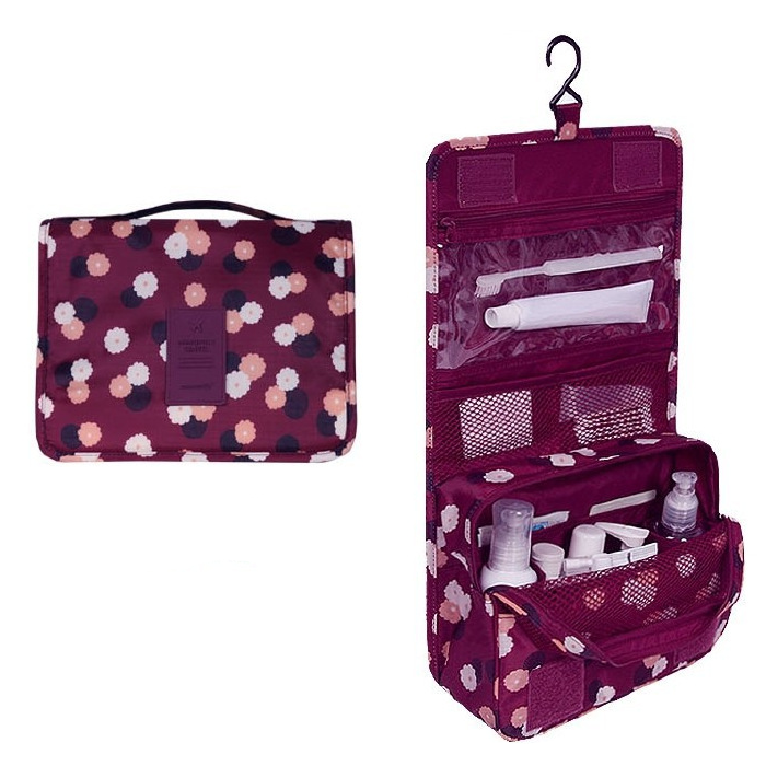 Hanging Travel Bags for Makeup and Toiletries | Water Repellent Organizer with Hook | 14 Prints and Colors