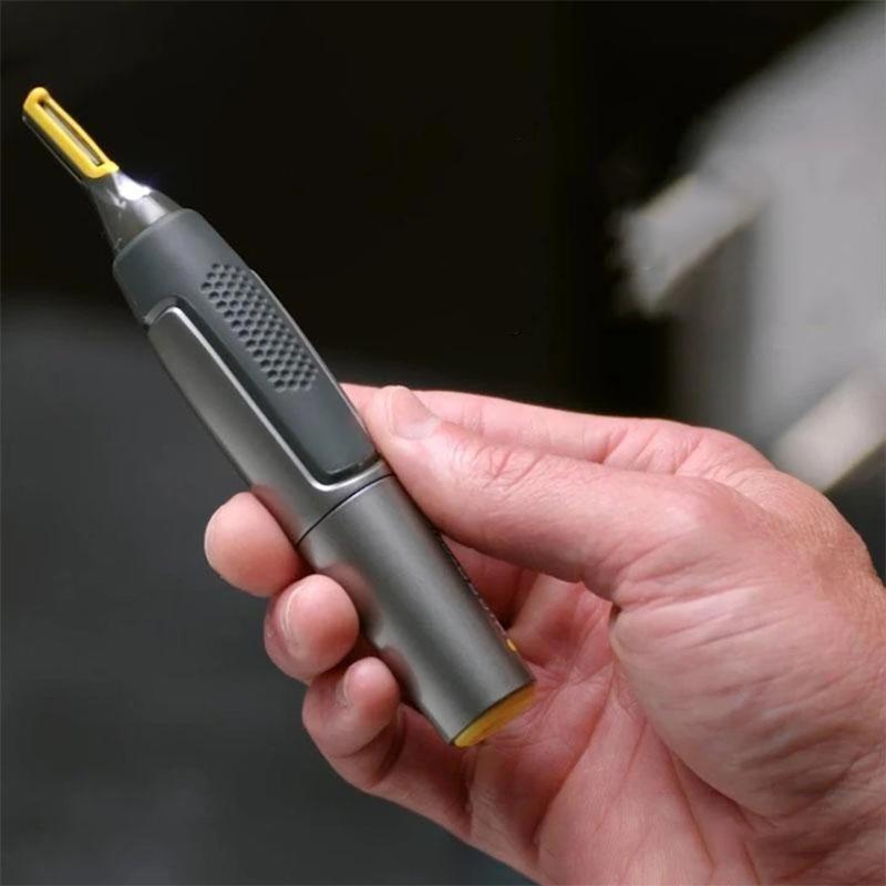 Nasal Hair Trimmer with LED Light and Two Comb Attachments | Titanium Finished Steel Blades | Shapes Brows and Sideburns