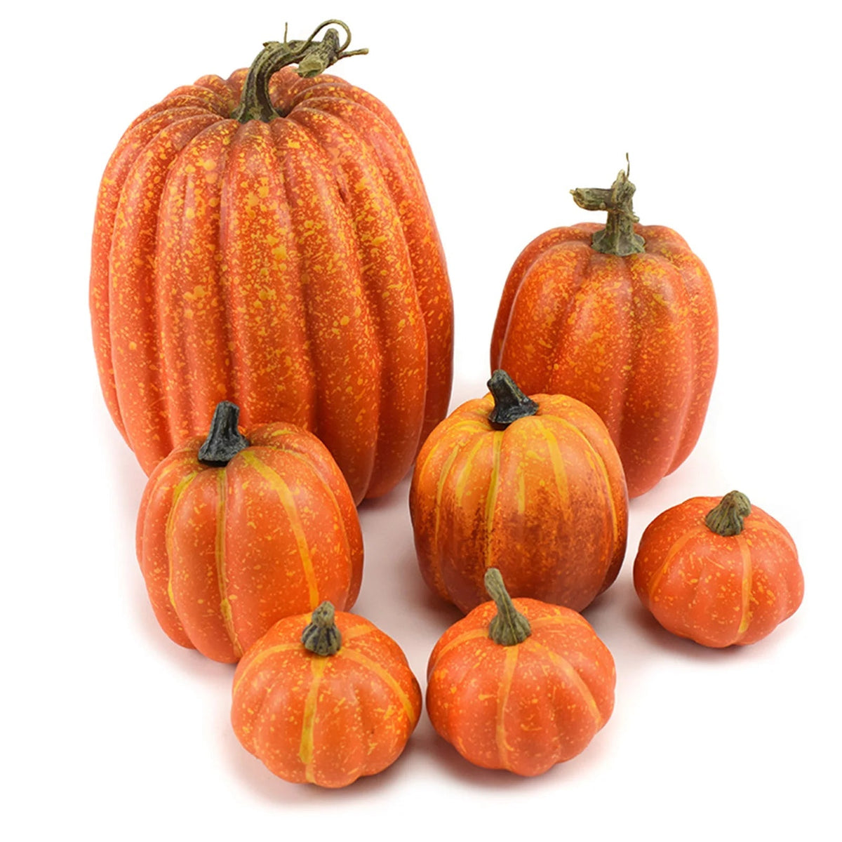 Set of realistic artificial foam pumpkins for Halloween decorating