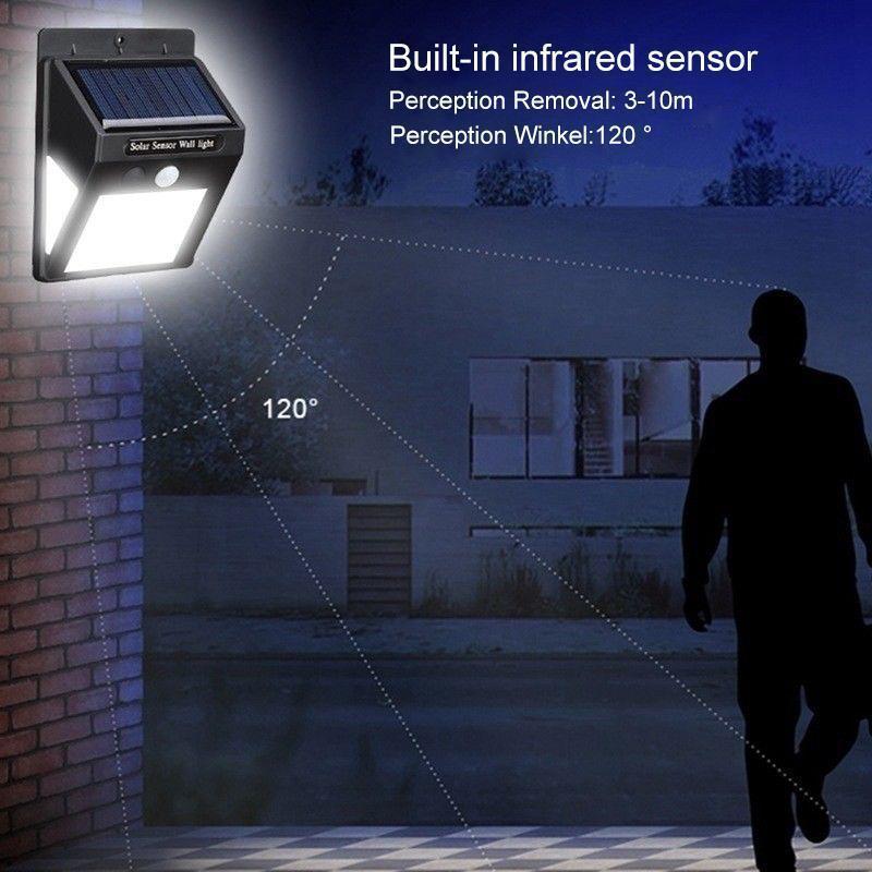 Solar Outdoor Wall Lights with Motion Sensor and 20 LEDs | IP65 Housing, No Wiring Needed | Black