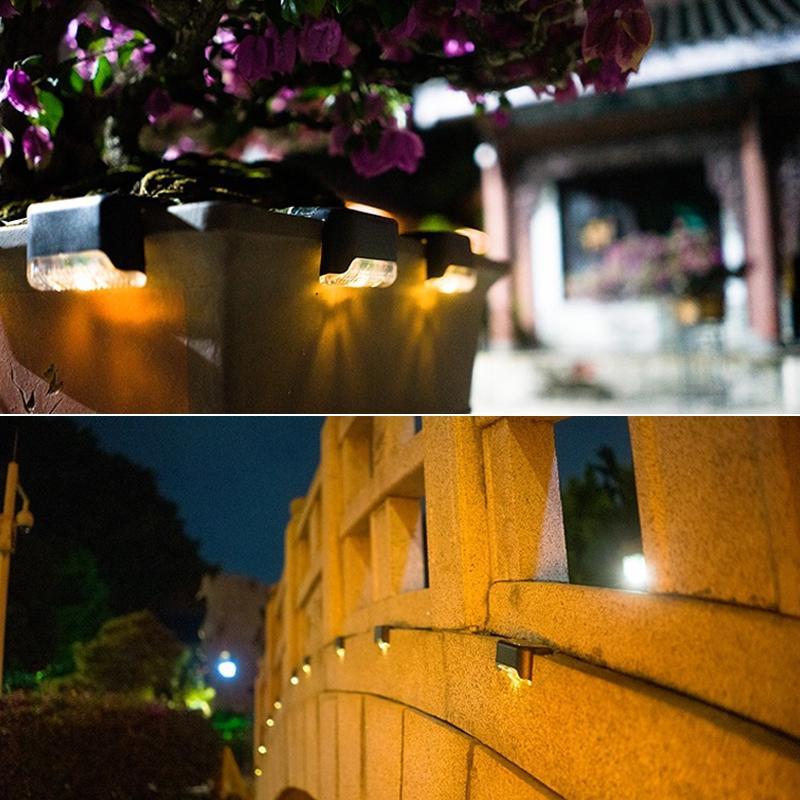Solar Path Lights for Outdoor Steps and Fences, Set of 4 | No Switch, Charges in Daylight | Yellow, White or Multicolour