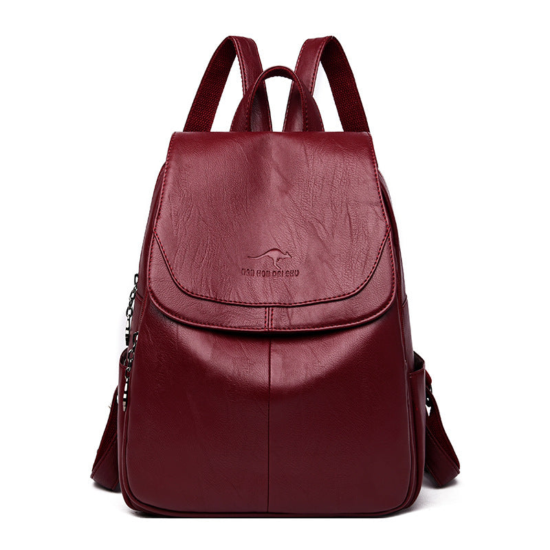 Travel Backpack for Women with a Flap Closure | Soft Leather Look Daypack with Zip Pockets and Adjustable Straps