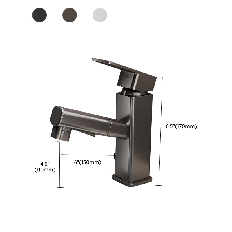 Bathroom Faucet with a Pull Out Spray Head and Swivel Spout | Single Lever Mixer in Gray, Black or White | Four Designs