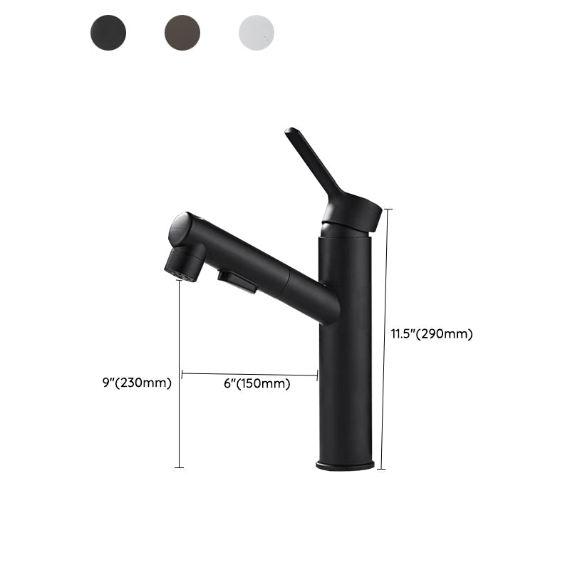 Bathroom Faucet with a Pull Out Spray Head and Swivel Spout | Single Lever Mixer in Gray, Black or White | Four Designs