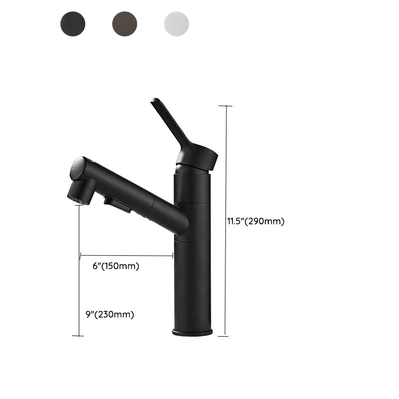 Bathroom Faucet with a Pull Out Spray Head and Swivel Spout | Single Lever Mixer in Gray, Black or White | Four Designs