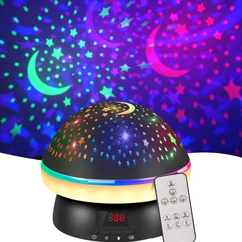 GLOWLIGHT - Magical Star Projector with 16 Colors & Timer Function - Black