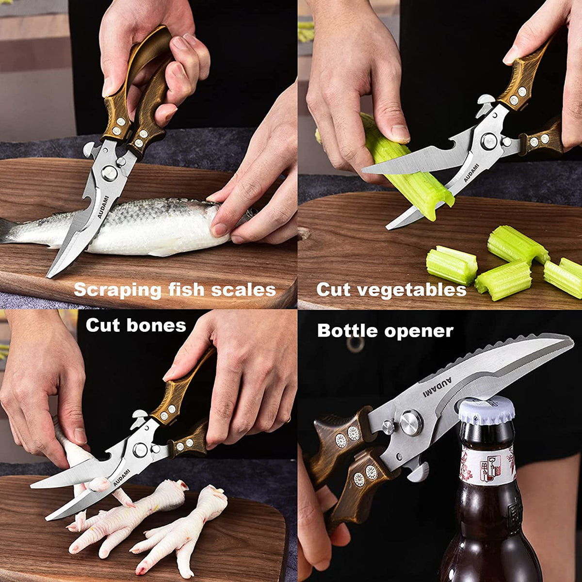 Poultry and Meat Shears 2 Pack | Kitchen Tool Set Stainless Steel with Micro Serrated Blades | Dishwasher Safe, Bottle Opener Back