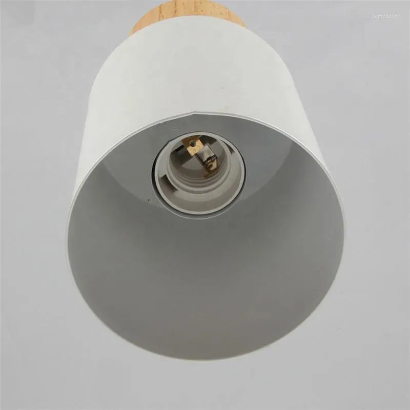 Cylinder Aluminum Pendant Light with Wood Detail