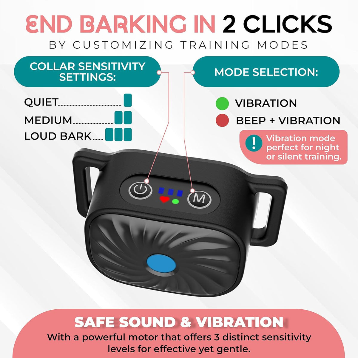 Anti Bark Collar for Small Dogs, Works on Any Coat Length | Battery Lasts Up to 30 Days | Weather Resistant Housing