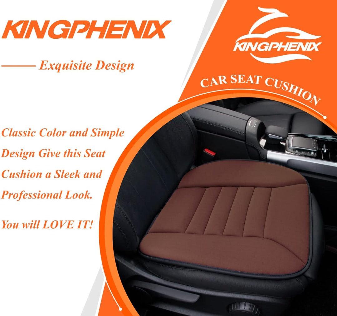 Memory Foam Car Seat Cushion, 21.2 by 18.5 Inches | Non-Slip Silicone Base, Breathable Cover | Brown, Black or Grey