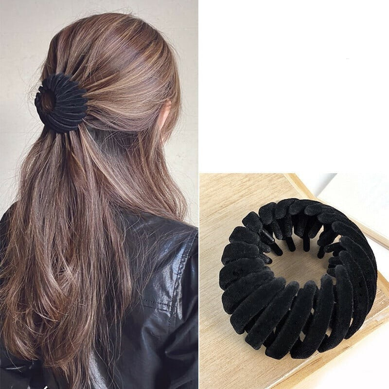Expandable Bird Nest Hair Clip for Buns and Half-Up Styles | Soft Velvet Finish | Holds a Thick Ponytail Without Pulling