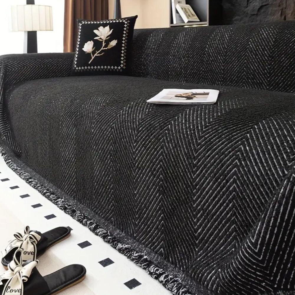 Stripe Herringbone Sofa Cover Throw