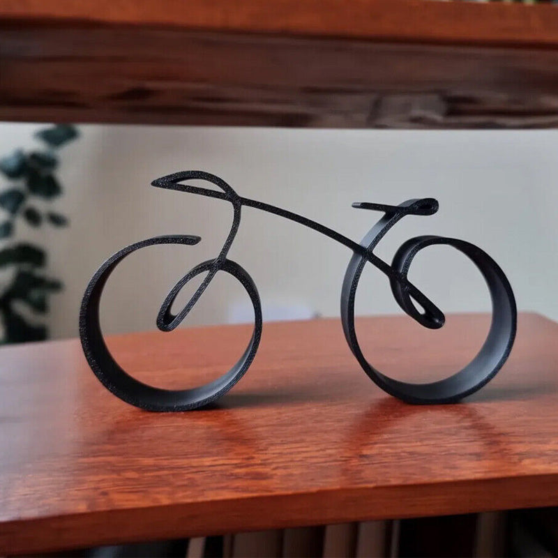 Bicycle Sculpture in Black Iron | Wire Frame Metal Art for a Desk or Shelf | 20 cm Gift for Cycling Fans