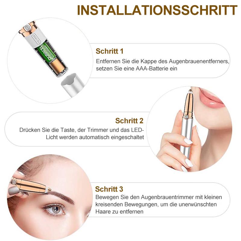 Electric Eyebrow Shaper for Women | Facial Hair Trimmer with Built In Light | Rose Gold Pen Design