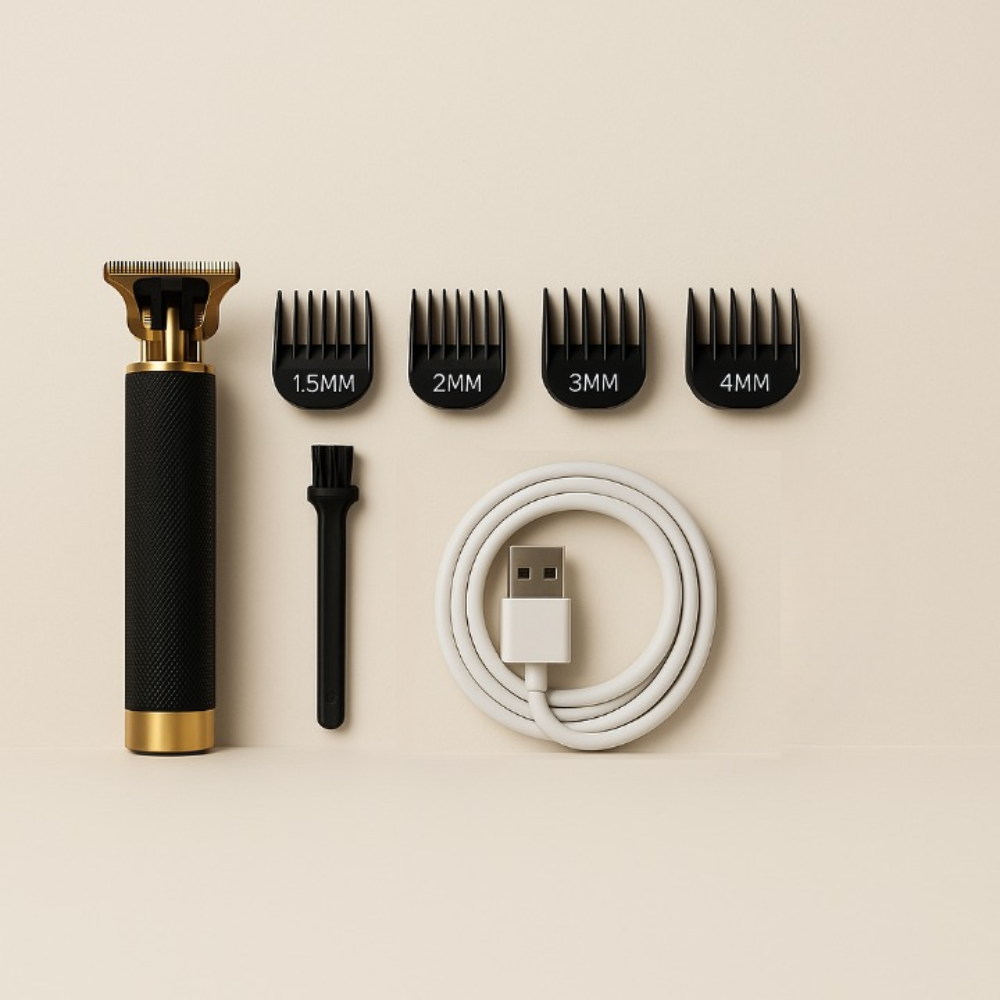 Cordless Barber Hair Trimmer with Carbon Steel Blades | 120 Minutes per Charge from a 1400 mAh Battery | Black or Gold