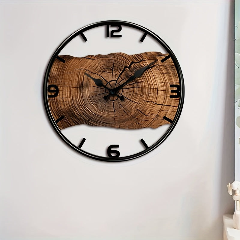 Round Carved Wooden Wall Clock | Silent Non-Ticking Movement | Rustic Farmhouse Décor for Living Room & Kitchen