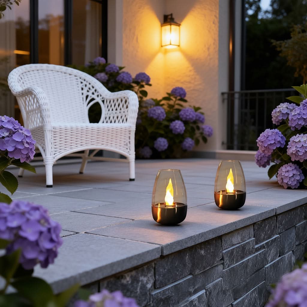 Solar LED Stainless Steel Candle Light | Simulated Flame, IP44 Rated | Weatherproof Ambiance for Garden & Patio