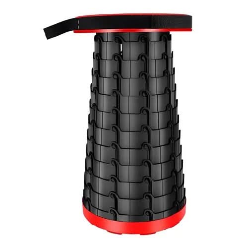 Telescopic Portable Camping Stool | Adjustable Height Folding Seat | Black or Black-Red | Lightweight for Travel & Fishing