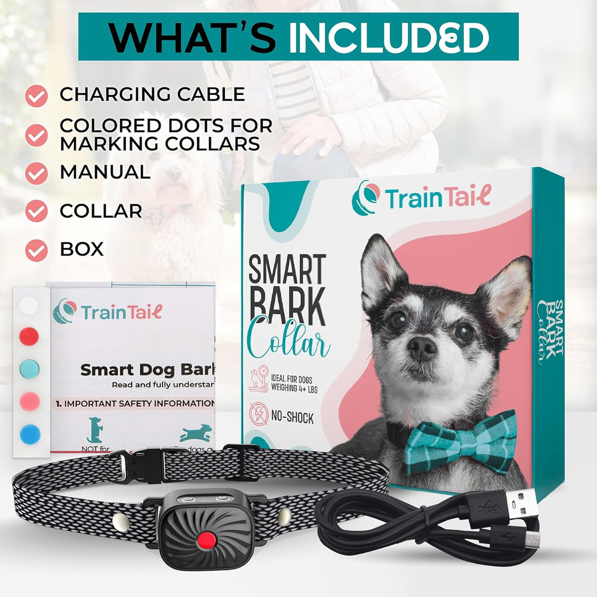 Anti Bark Collar for Small Dogs, Works on Any Coat Length | Battery Lasts Up to 30 Days | Weather Resistant Housing