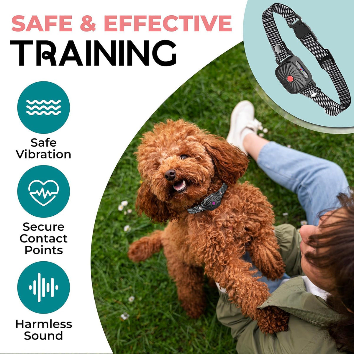 Anti Bark Collar for Small Dogs, Works on Any Coat Length | Battery Lasts Up to 30 Days | Weather Resistant Housing