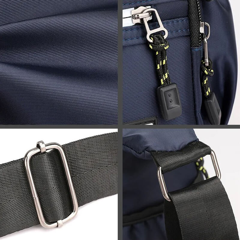 Nylon Crossbody Bag with Multiple Zip Pockets | Water-Repellent Messenger Shoulder Pack for Work, School or Travel