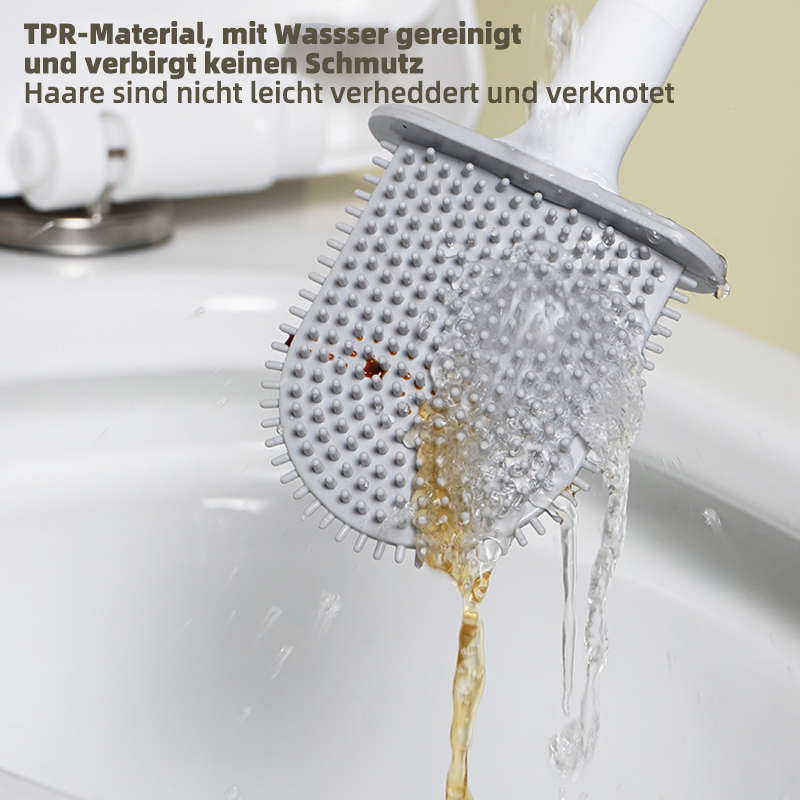 Toilet Brush with a Flexible TPR Head and Wall Mounted Holder | Non Slip Handle, Vented Stand for Quick Drying | Four Colors