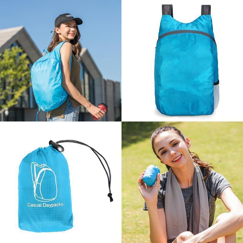 Foldable Travel Backpack That Packs Into Its Own Pouch | Lightweight 30D Nylon Daypack for Hiking, School or Carry-On