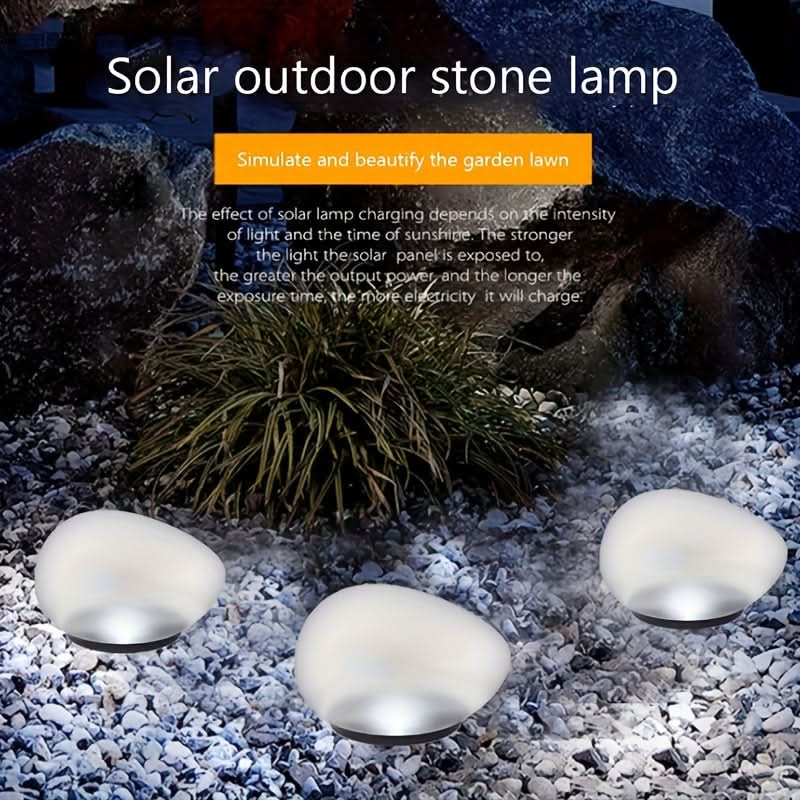 Solar-Powered Stone-Look Sphere Garden Lamp | White, Warm & Multicolor LED | No-Wiring Outdoor Pathway & Patio Light