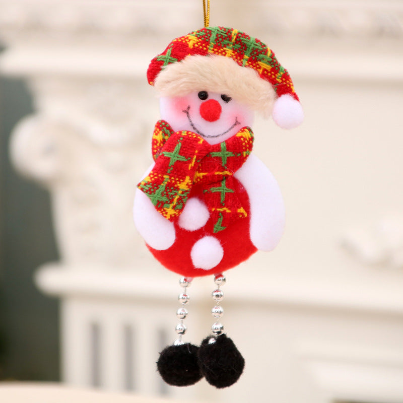 Hanging Santa Ornaments in Durable Felt | Bright Red Outfit with a Plaid Hat | Compact Christmas Decorations with a Loop