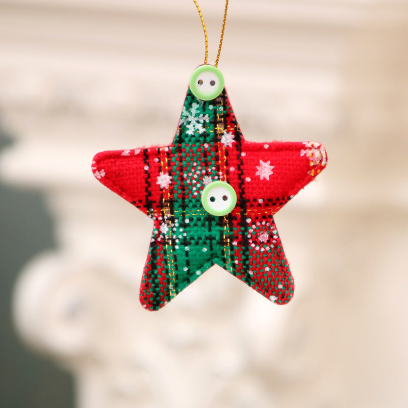 Plaid Christmas Tree Ornaments in Red and Green Check | Pompom Trim on Soft Fabric | Hanging Loop for Mantel or Branches