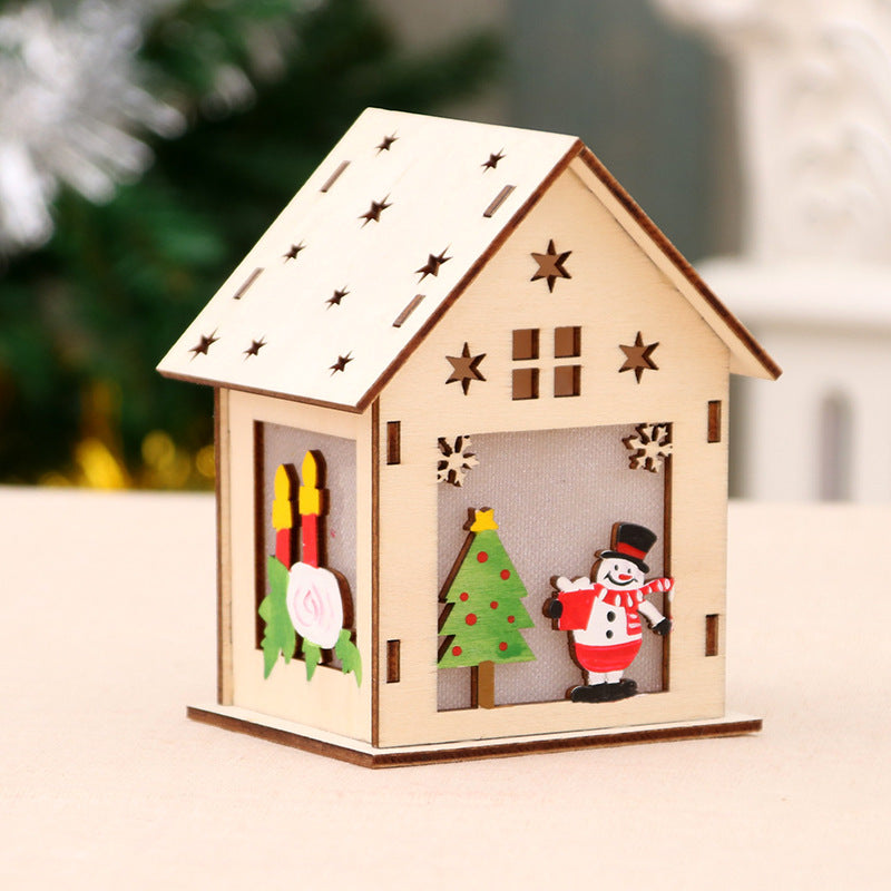 Wooden Santa House Christmas Ornament with Jute String | Laser-Cut Tree and Star Details | Rustic Hanging Decorations