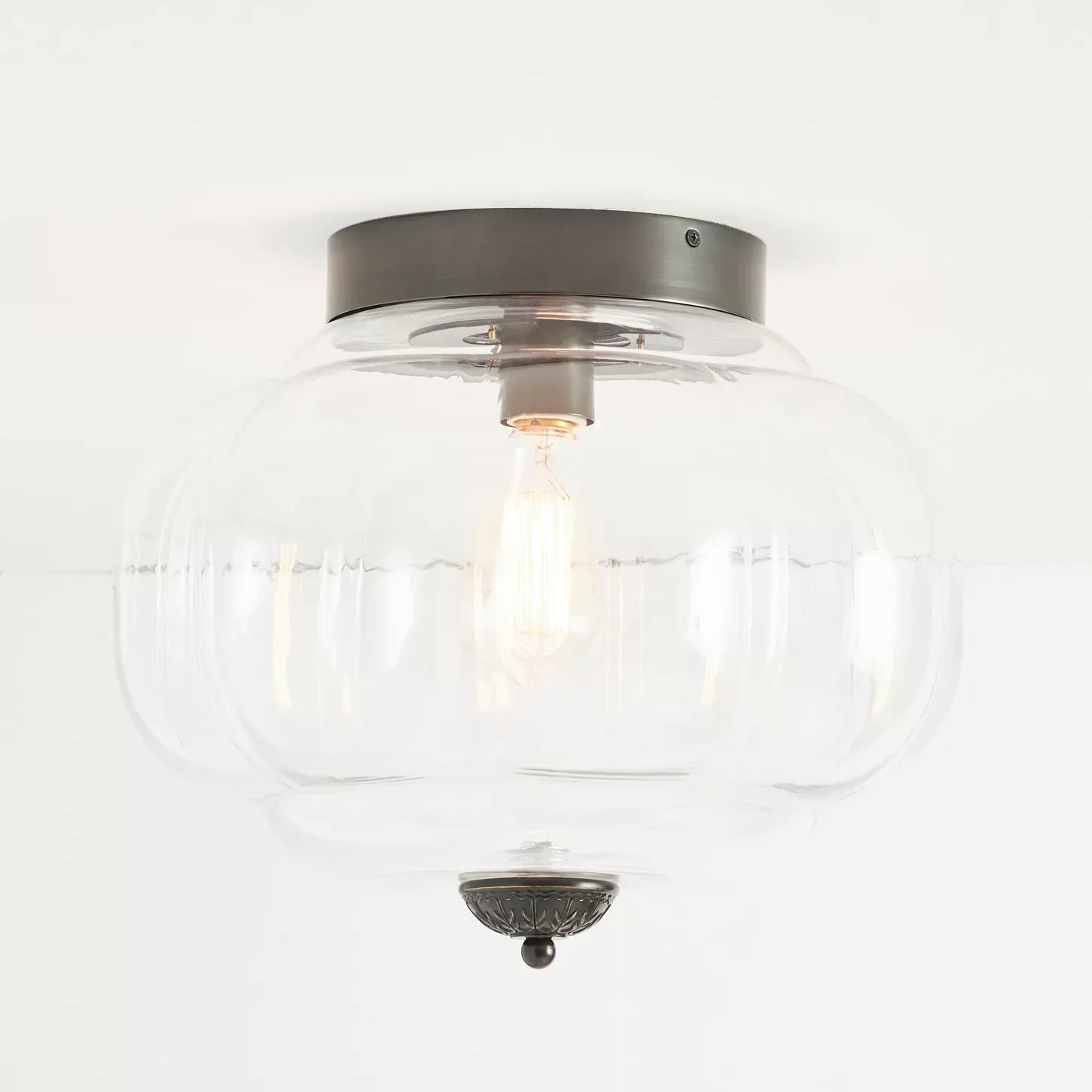 Milk Glass Ceiling Light Pumpkin Semi Flush