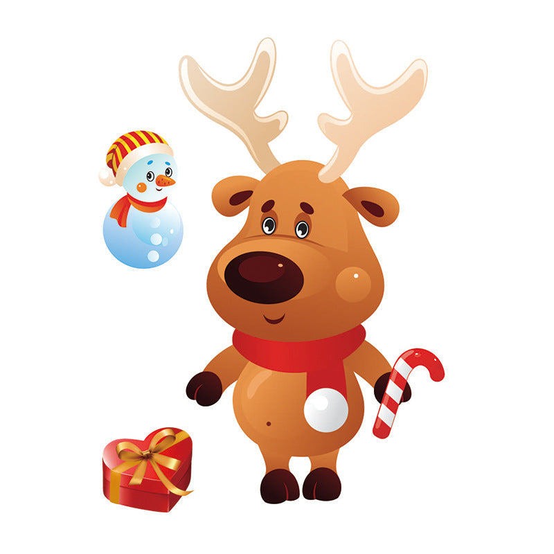 Christmas Wall Decals with Santa, Snowman and Reindeer | Ten Cartoon Designs in Bright Colors | Lightweight Decorations