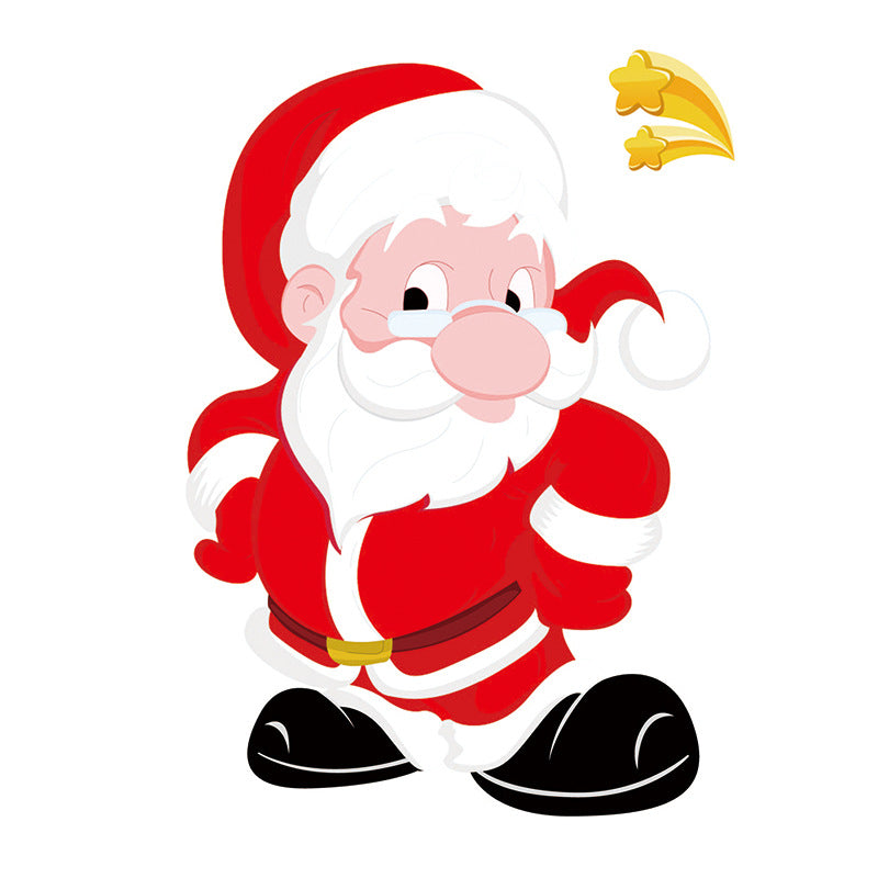 Christmas Wall Decals with Santa, Snowman and Reindeer | Ten Cartoon Designs in Bright Colors | Lightweight Decorations