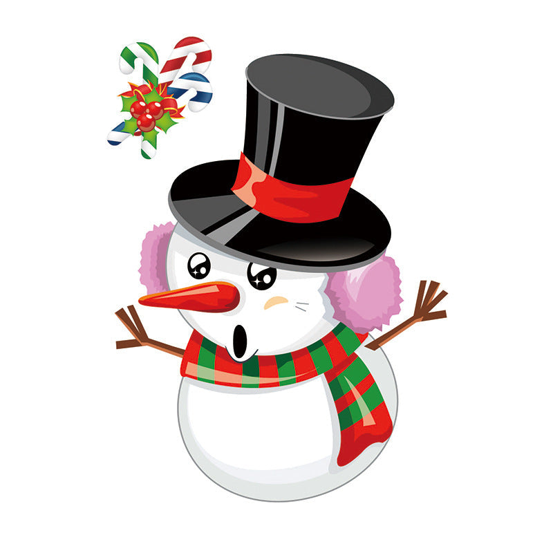 Christmas Wall Decals with Santa, Snowman and Reindeer | Ten Cartoon Designs in Bright Colors | Lightweight Decorations