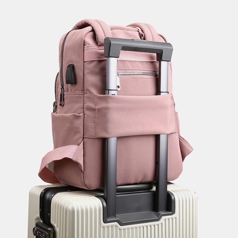 Travel Backpack in Water Resistant Oxford Fabric | Tablet Pocket, Phone Slot and Several Compartments | 28 by 36 by 12 cm