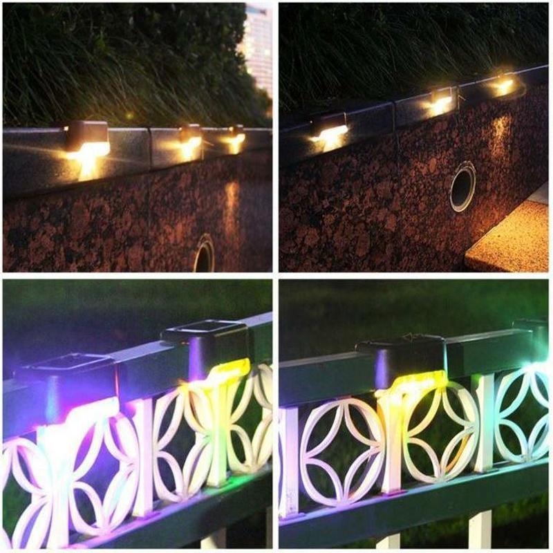 Solar Path Lights for Outdoor Steps and Fences, Set of 4 | No Switch, Charges in Daylight | Yellow, White or Multicolour