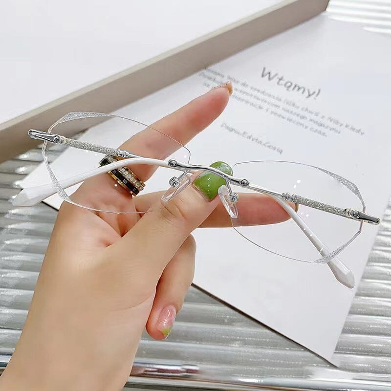 Rimless Reading Glasses with a 95% Blue Light Filter | Lightweight 18g Metal Frame in Gold or Silver