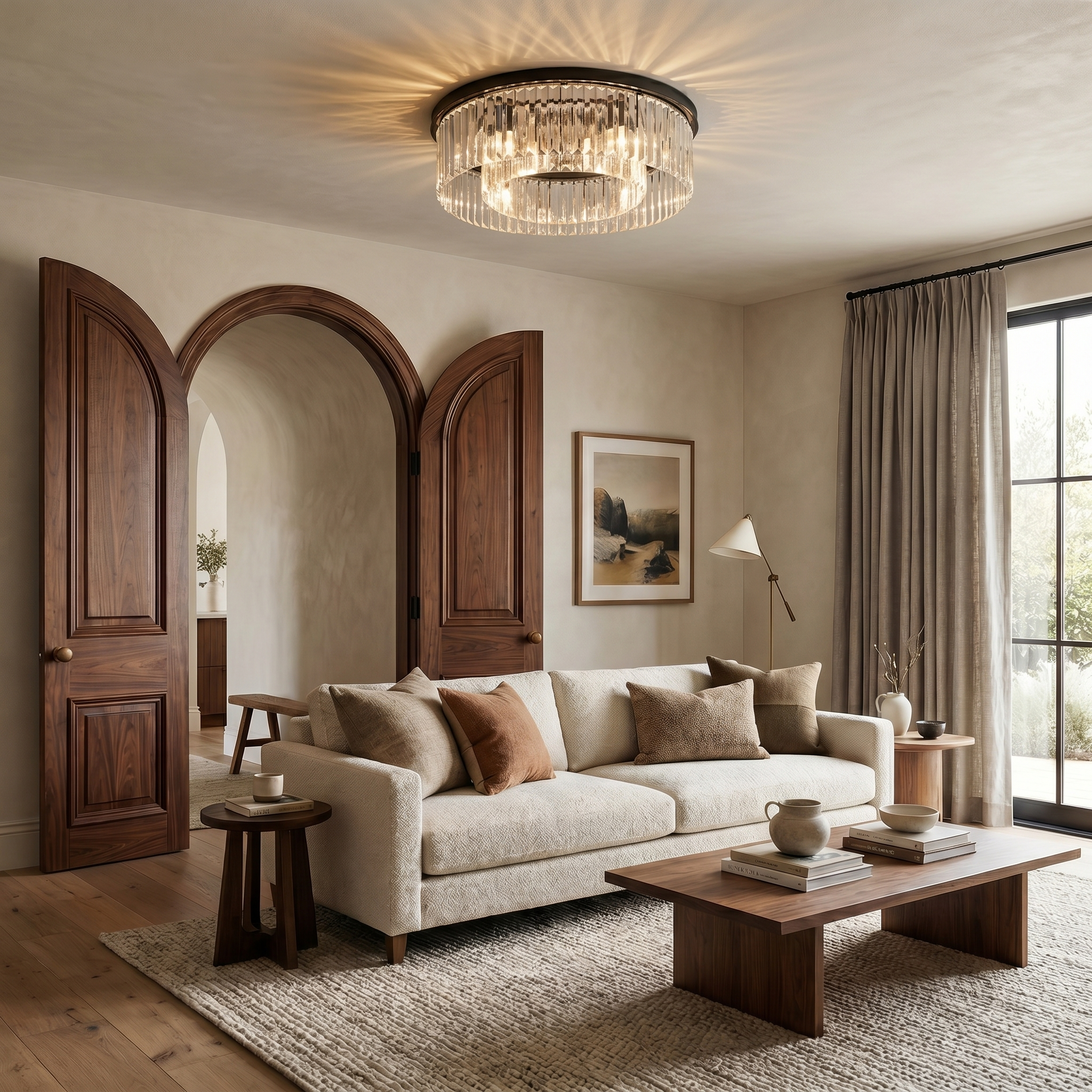 Ribbed Glass Ceiling Light Flush Mount