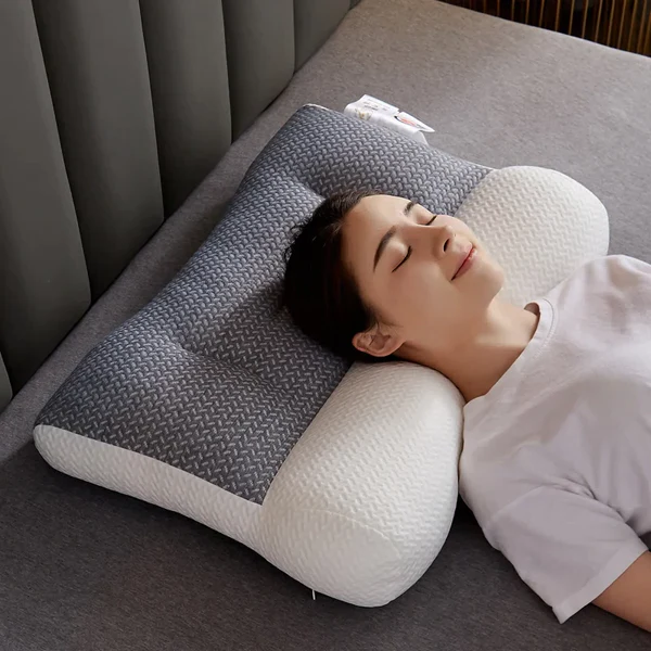Ergonomic Contour Neck Pillow 18.9 x 29.1 In | Breathable Polyester-Soy Blend | Ear-Friendly Side & Back Sleep Support
