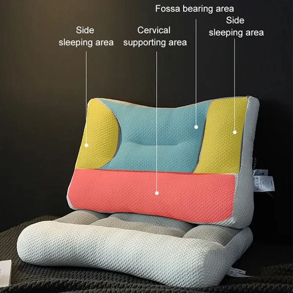 Ergonomic Contour Neck Pillow 18.9 x 29.1 In | Breathable Polyester-Soy Blend | Ear-Friendly Side & Back Sleep Support