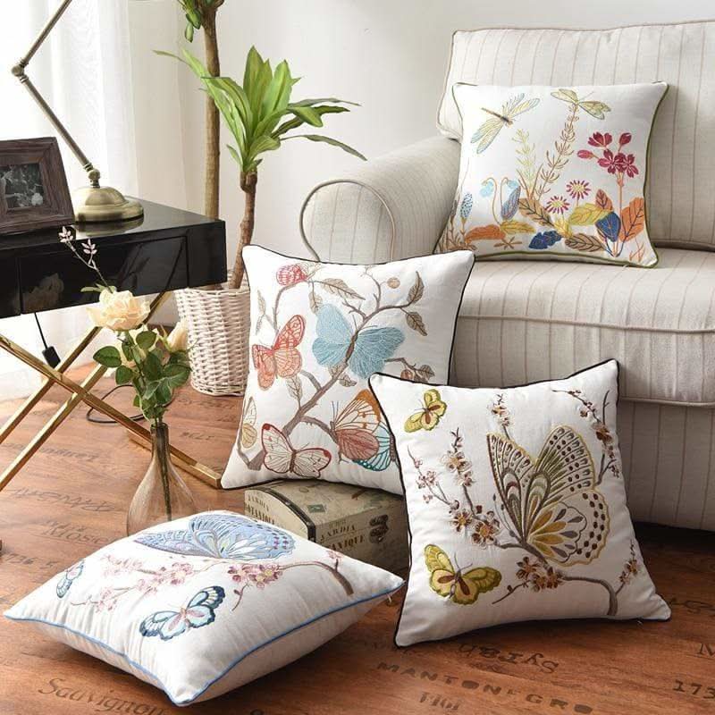 Embroidered Cushion Cover 45x45cm Country Style